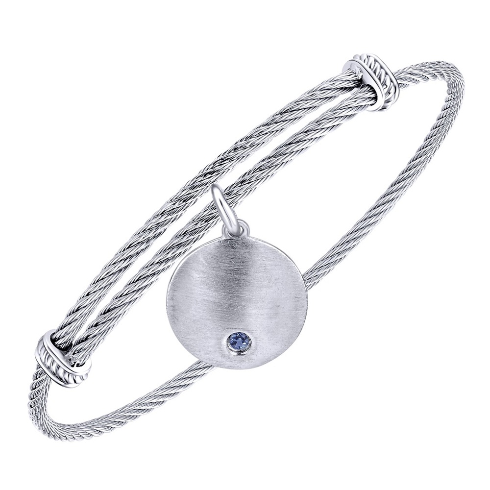 Gabriel & Co. Adjustable Bracelet with Round Sapphire Disc Charm